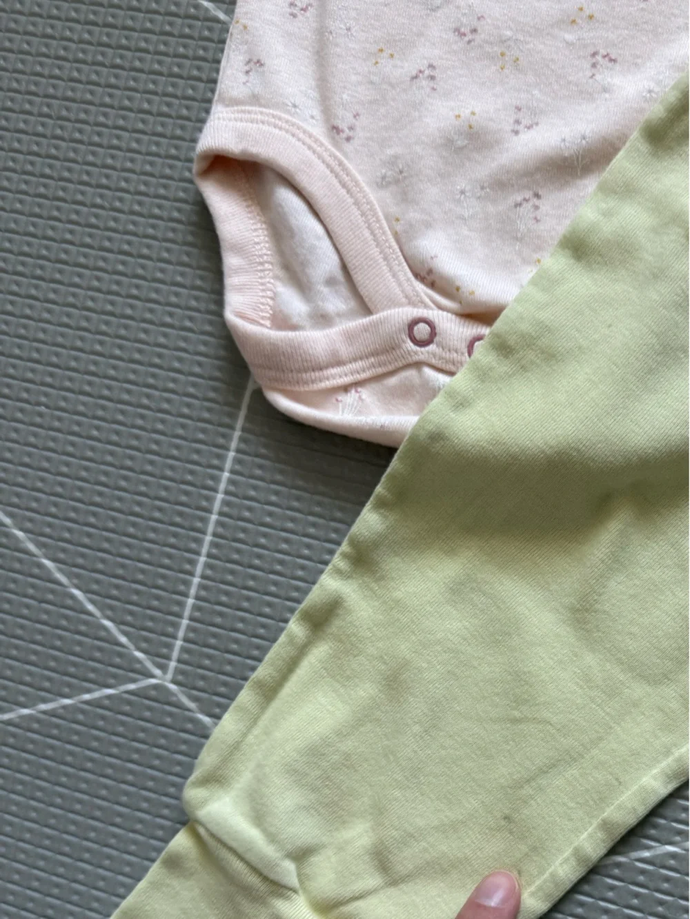 Cloud island|Baby girl set,light Pink ditsy floral Onesie & pastel lime pants•
